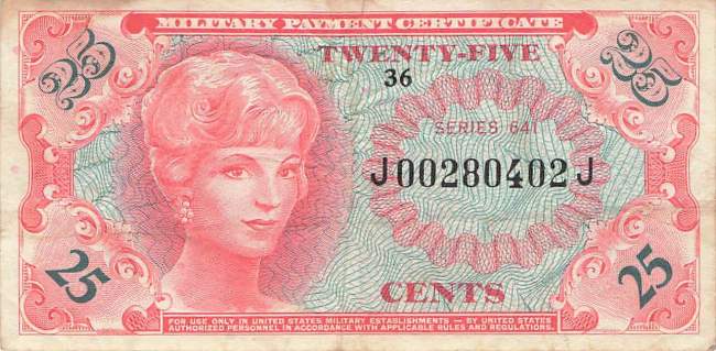 USA MPC Series 641 p.M59 25 Cents 1965 VF-